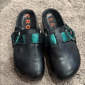 Crown Black and Teal Kids Slippers